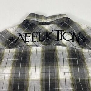 Affliction Shirt Mens Large Multicolor Plaid Long Sleeve Button Up Embroidered